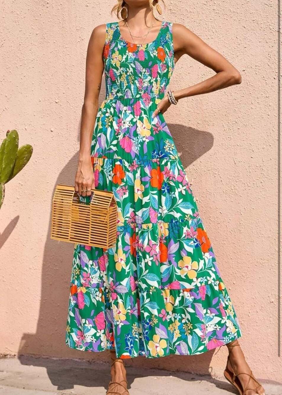 Floral Print Smocked Tiered Maxi 2026 Dress Sz Small - Picture 5 of 6